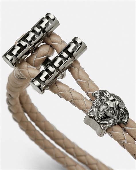 bracelet versace homme or|versace braided leather charm bracelet.